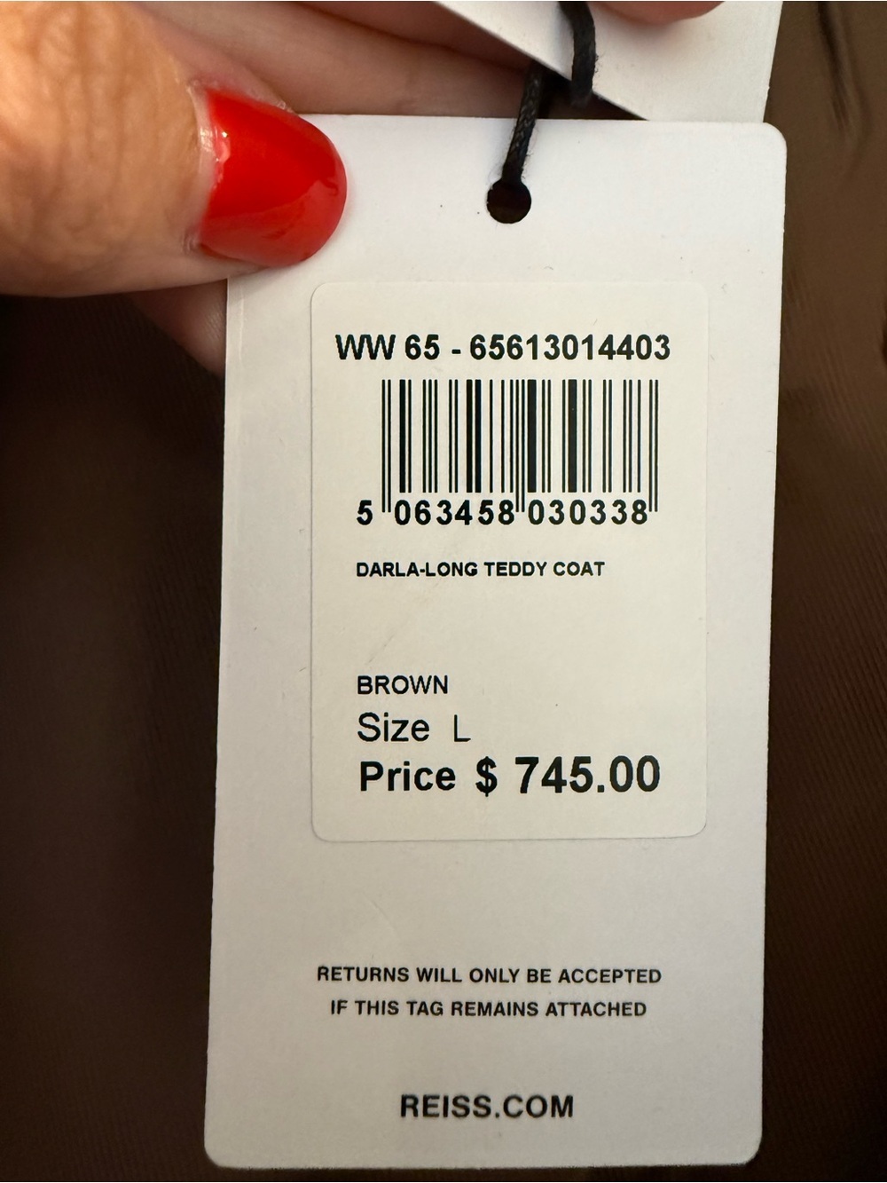 NWT Reiss Darla Teddy Coat Long Wool Jacket Brown Large - Picture 12 of 14